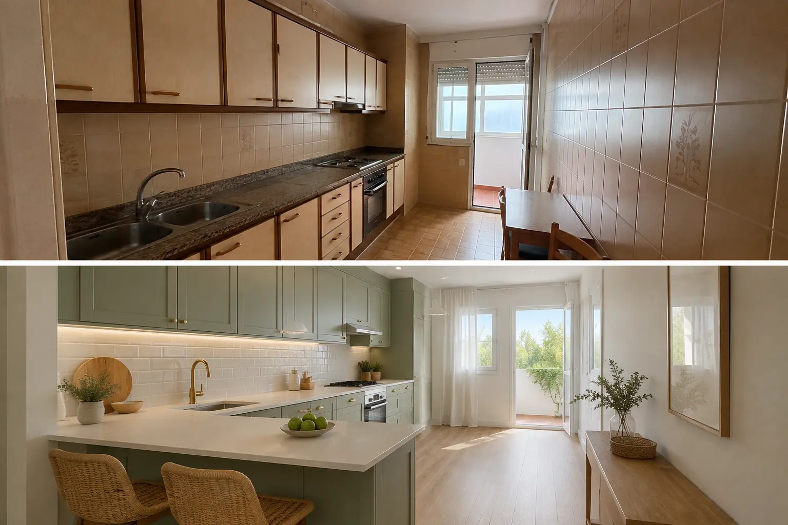 Antes y después: Cocina con península