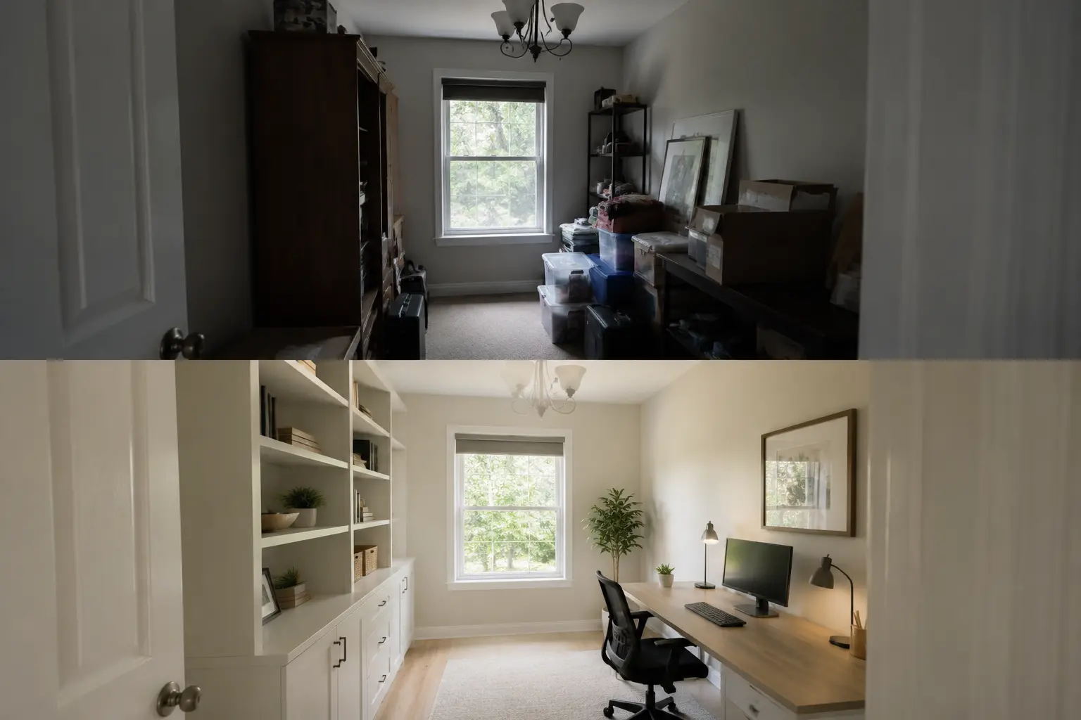 Antes y después: Habitación convertida en despacho