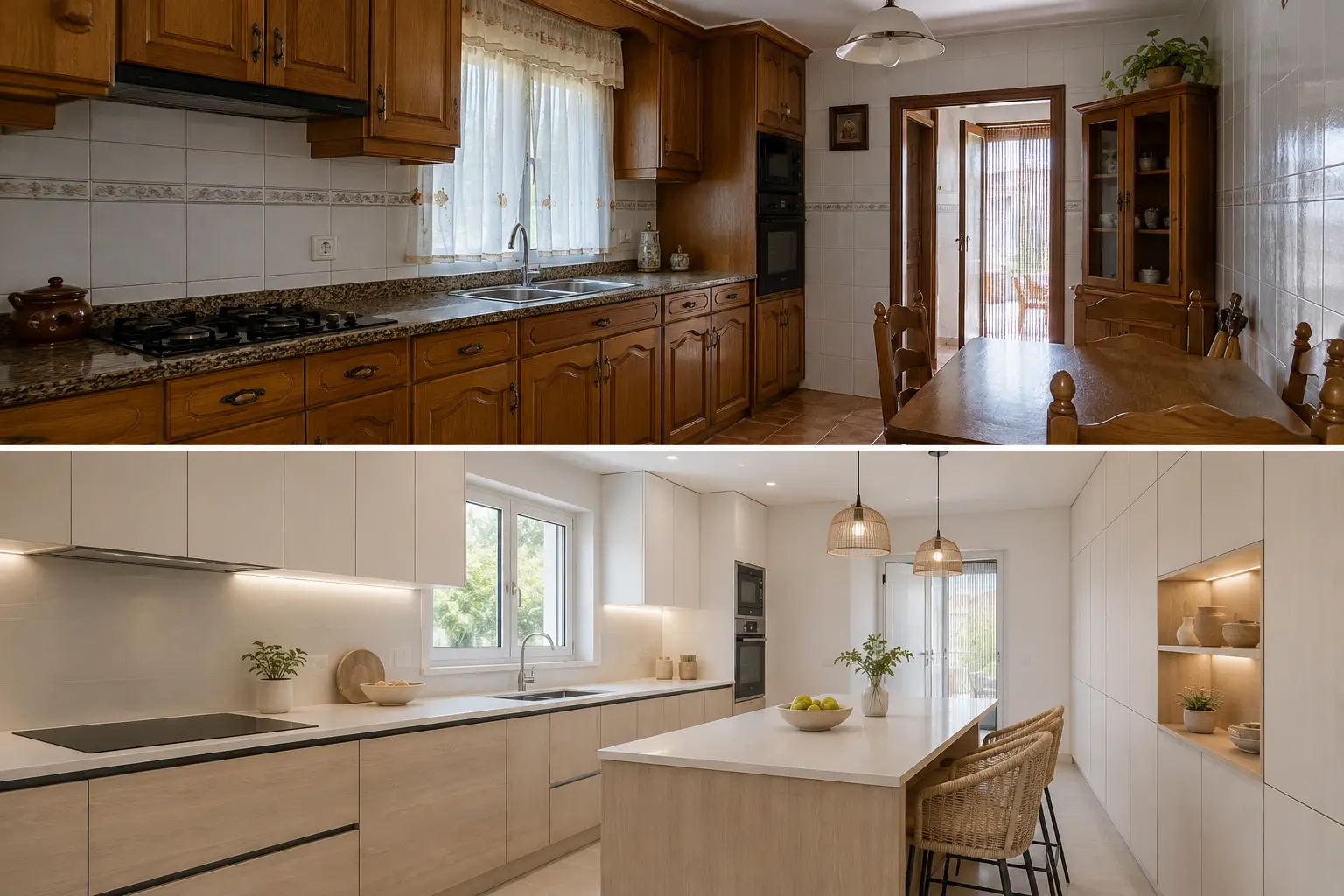 Antes y después: Cocina abierta y práctica