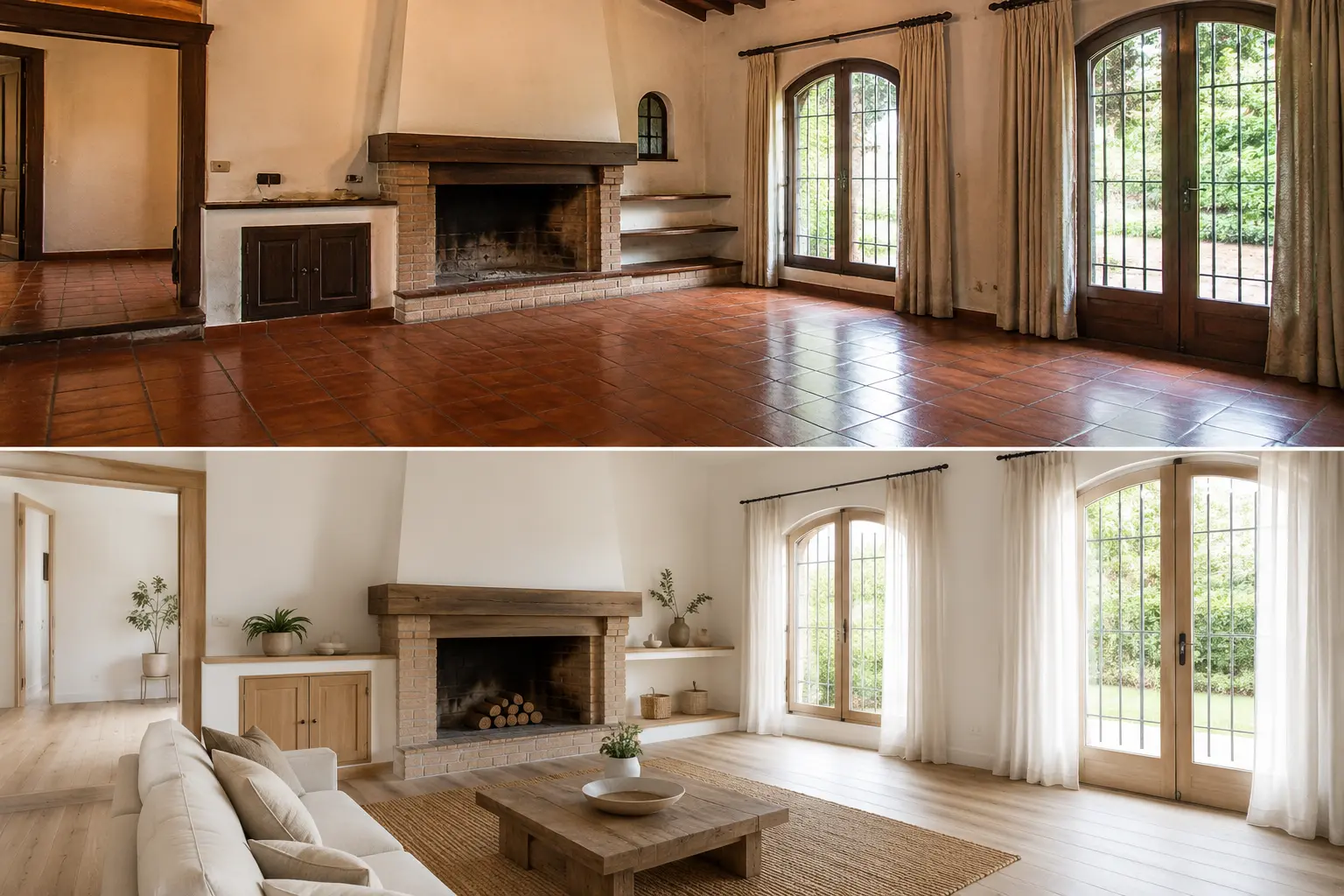 Antes y después: Salón abierto al exterior