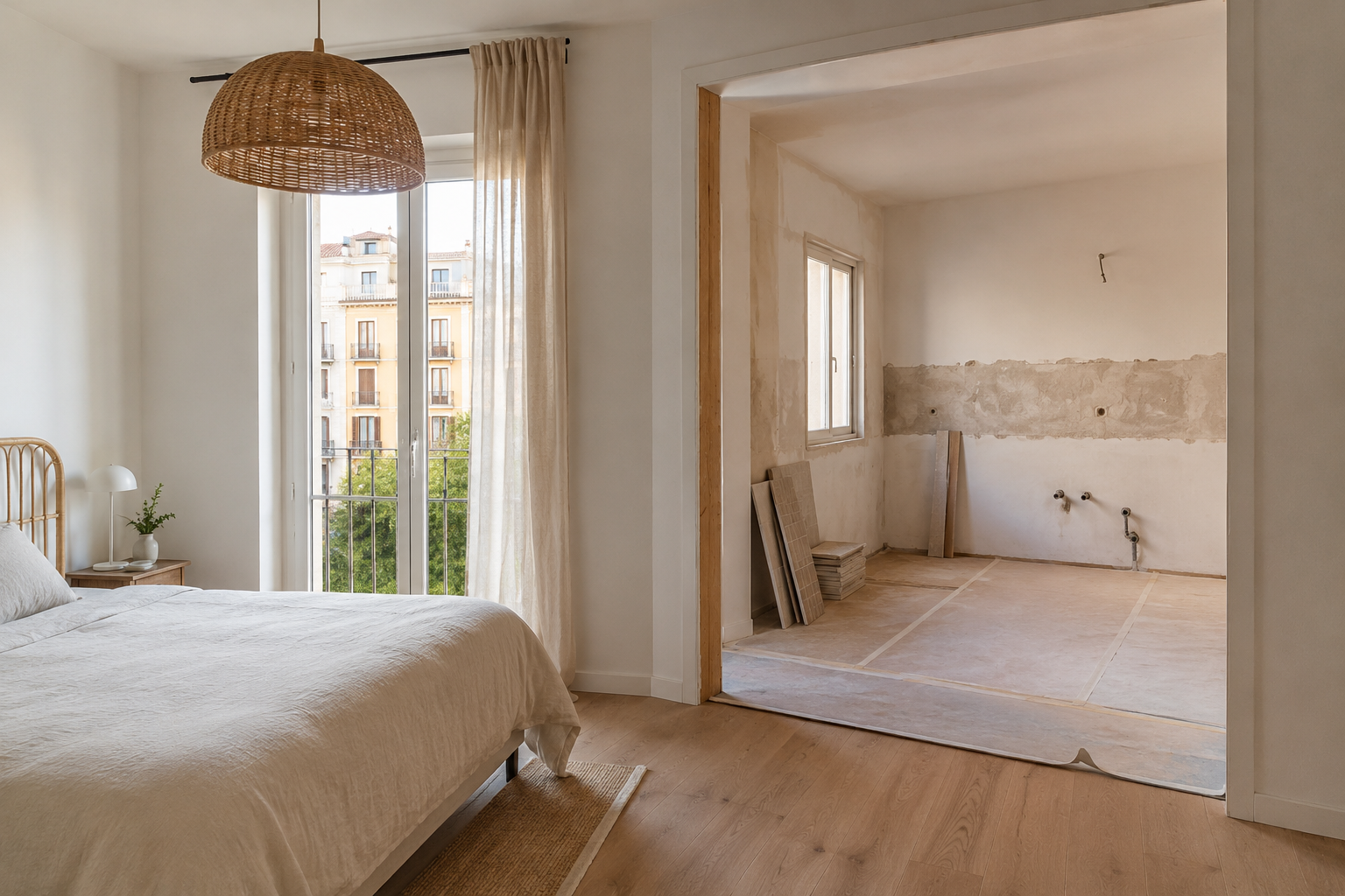 Vivienda en Málaga con un dormitorio terminado y una estancia en reforma